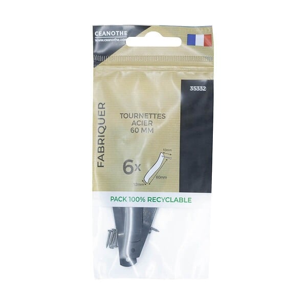 CEANOTHE - Sachet 6 tournettes acier 60mm - large