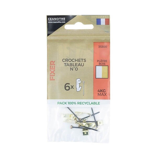 CEANOTHE - Sachet 6 crochets a tableau n°0 - large