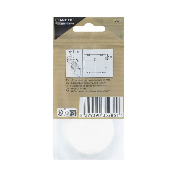 CEANOTHE - Sachet 6 attaches gommees 45mm - large