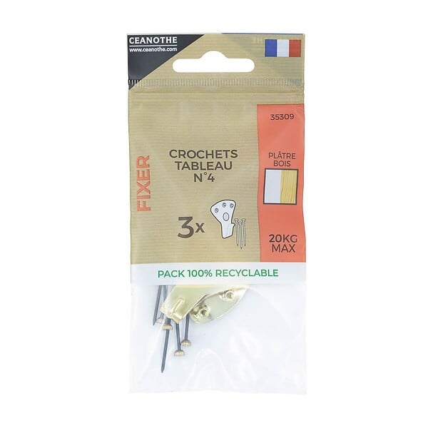CEANOTHE - Sachet 3 crochets a tableau n°4 - large