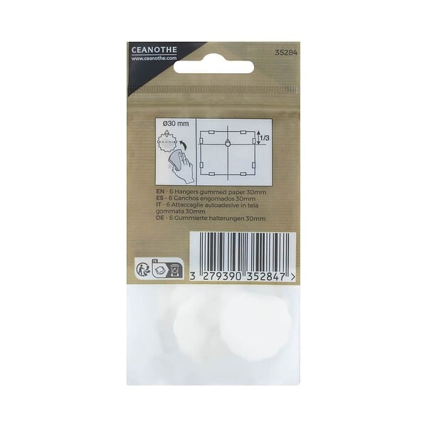 CEANOTHE - Sachet 6 attaches gommees 30mm - large