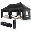 VOUNOT - Tonnelle de jardin 3x6m Pliable Barnum avec 6 parois amovibles Noir - vignette
