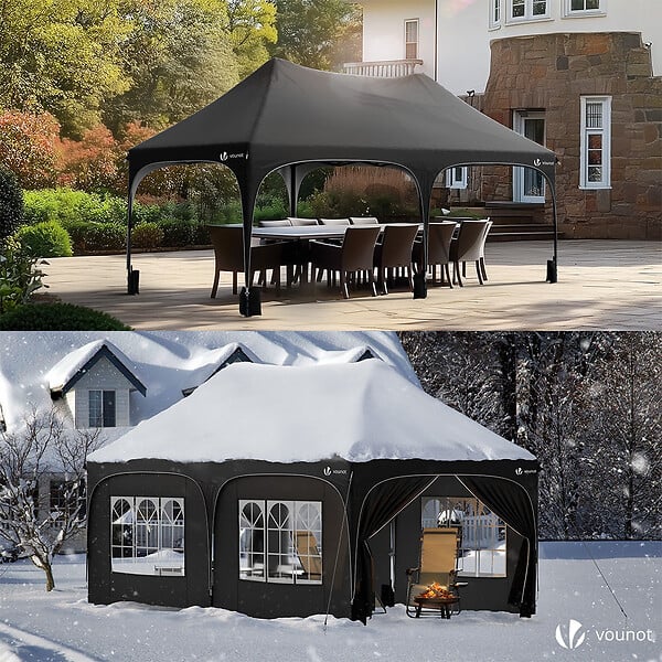 VOUNOT - Tonnelle de jardin 3x6m Pliable Barnum avec 6 parois amovibles Noir - large