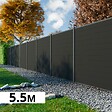 DECKLINEA - Kit Clôture Bois Composite Gris Anthracite 5,5x1,8m RIO - Poteaux en Aluminium Gris - Brise Vue - Palissade - vignette
