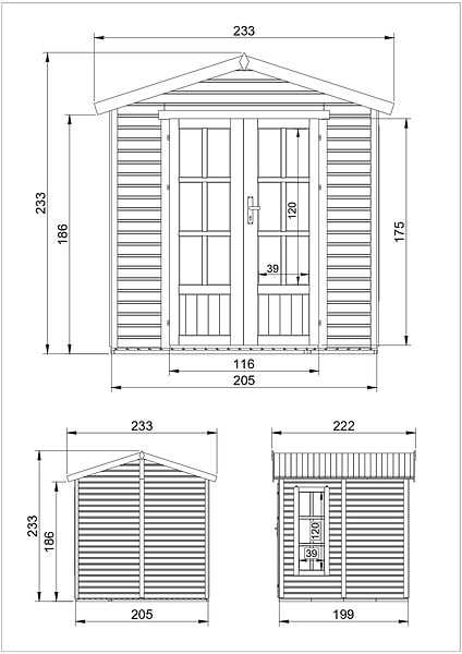 TIMBELA - Cabane en bois avec plancher, avec bardeaux bitumineux couleur l233xP222xH233cm - TIMBELA M351FB+H351FBRED - large