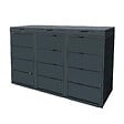ATOLE - Cache poubelle extérieur triple en acier galvanisé - Abri poubelle pour 3 conteneurs 240 Litres - Anthracite RAL7016 - vignette