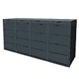 ATOLE - Cache poubelle extérieur quadruple en acier galvanisé - Abri poubelle pour 4 conteneurs 240 Litres - Anthracite RAL7016 - vignette