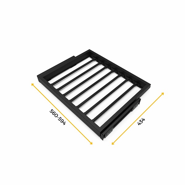 EMUCA - Kit de 7 tringles à pantalon et cadre coulissant à fermeture douce pour armoires, réglable, module 600mm, Noir texturé - large