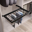 EMUCA - Kit de 7 porte-pantalons, 2 plateaux et cadre coulissant à fermeture douce pour armoires, réglable, module 900mm, Noir texturé - vignette