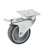 AVL - Roulette diamètre 100mm hauteur 135mm caoutchouc gris platine pivotant + frein - AVL - 5579100H - vignette