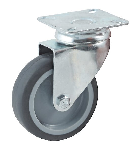 AVL - Roulette diamètre 100mm caoutchouc gris platine pivotant + frein - AVL - 552842L - large