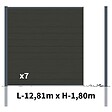 DECKLINEA - Kit Clôture Bois Composite Anthracite 13x1,8m RIO - Poteaux en Aluminium Gris - Brise Vue - Palissade - vignette