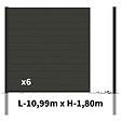 DECKLINEA - Kit Clôture Bois Composite Anthracite 11x1,8m RIO - Poteaux en Aluminium Noir - Brise Vue - Palissade - vignette