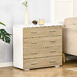 HOMCOM - Commode meuble de rangement style contemporain 4 tiroirs 76 x 35 x 72 cm blanc et couleur bois - vignette