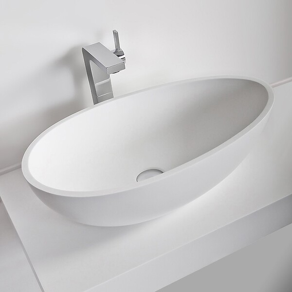 THALASSOR - COCOON 60 - Vasque à poser en Solid Surface Blanc Mat 60 x 35 x 16(h) cm - large