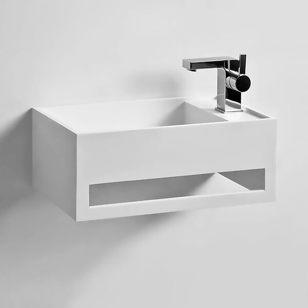 THALASSOR - EASY 35 GAUCHE - Lave-mains suspendu en Solid Surface 35 x 20 x 20(h) cm - large