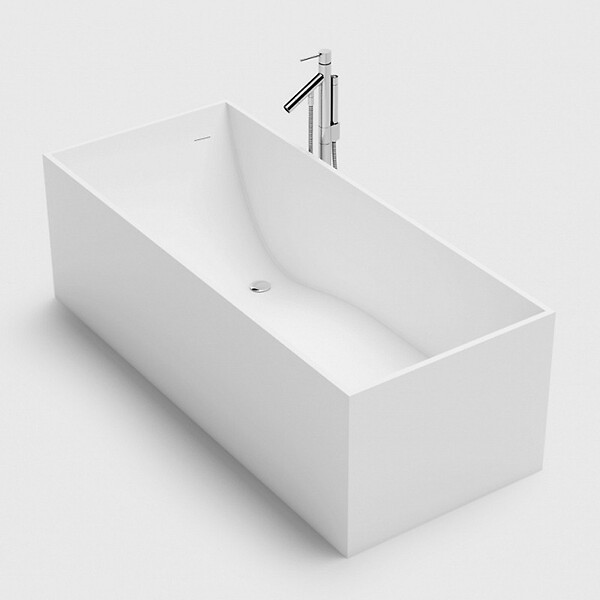 THALASSOR - SQUARE 150 - Baignoire ilot en Solid Surface 150 x 68 x 58(h) cm - large