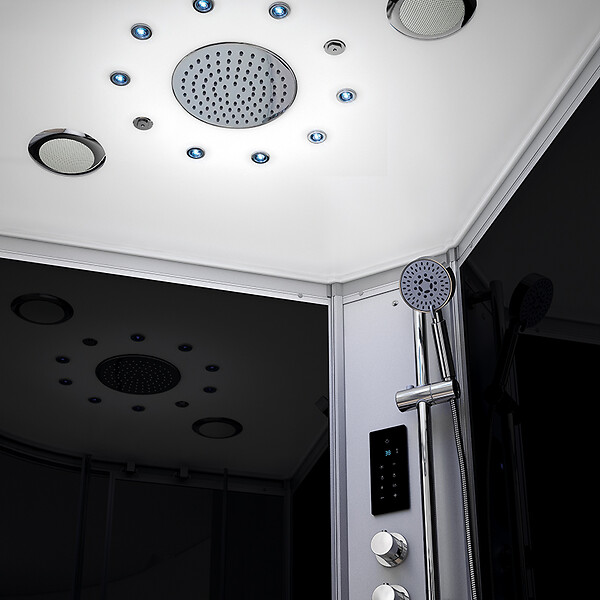 THALASSOR - Cabine hammam 140 x 90 SILVER Noir rectangulaire gauche - large