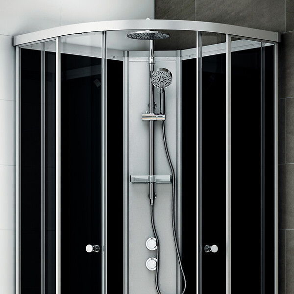 THALASSOR - Cabine douche 140 x 90 SILVER Noir rectangulaire gauche - large