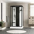 AURLANE - Cabine de douche rectangle 115x90x218 cm - Fonction HAMMAM, Jets Hydromassants, Led et Bluetooth - vignette