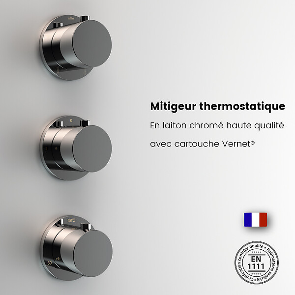 THALASSOR - Cabine douche hydromassante 90 x 90 SILVER Blanc quart de rond - large