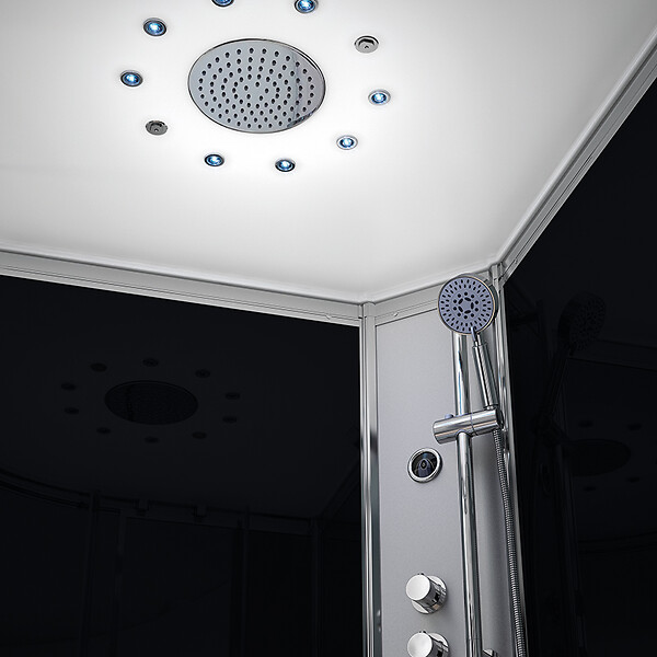 THALASSOR - Cabine douche hydromassante 90 x 90 SILVER Noir quart de rond - large