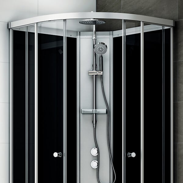 THALASSOR - Cabine douche 120 x 90 SILVER Noir asymétrique gauche - large