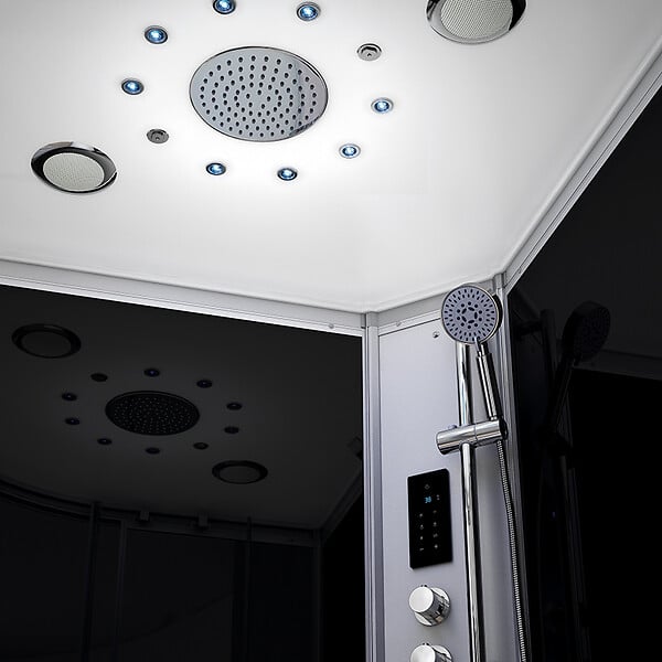 THALASSOR - Cabine hammam 140 x 90 SILVER Noir rectangulaire droite - large