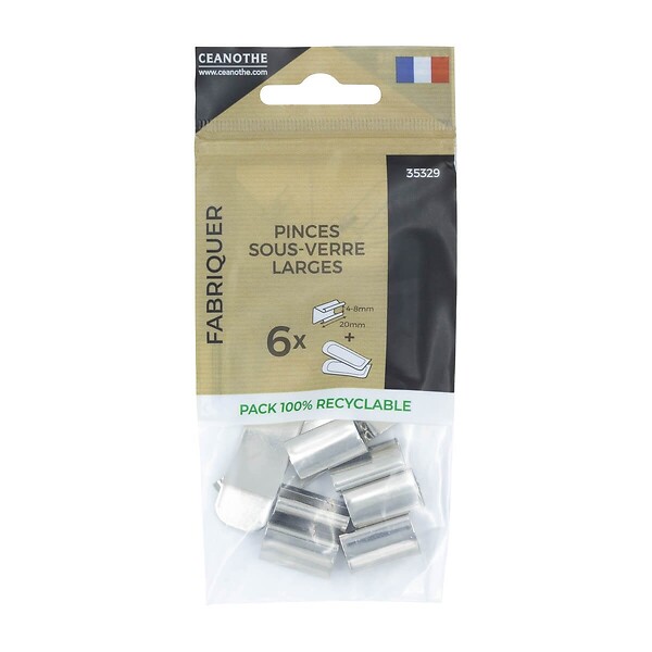 CEANOTHE - Sachet 6 pinces sous verre large  4-8 mm - large