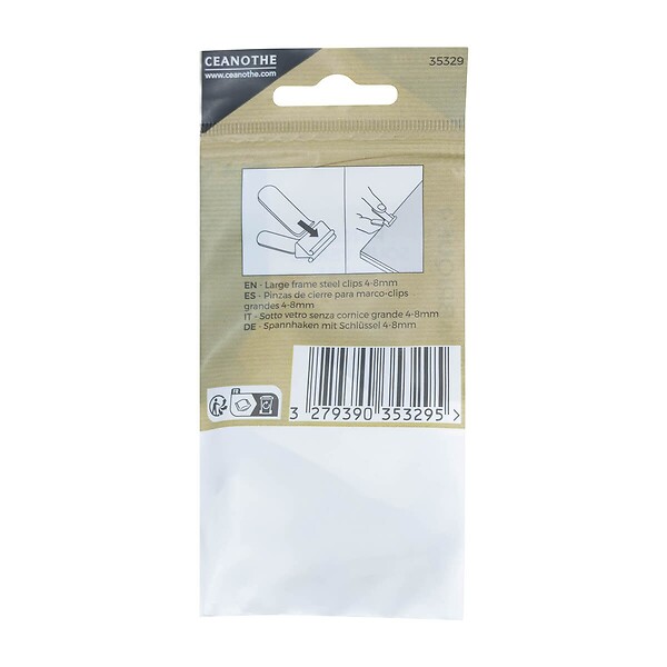 CEANOTHE - Sachet 6 pinces sous verre large  4-8 mm - large
