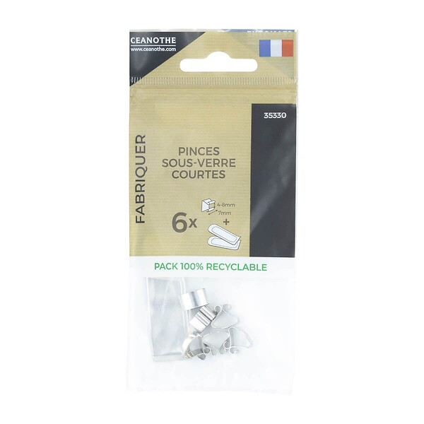 CEANOTHE - Sachet 6 pinces sous verre courte 4-8mm - large