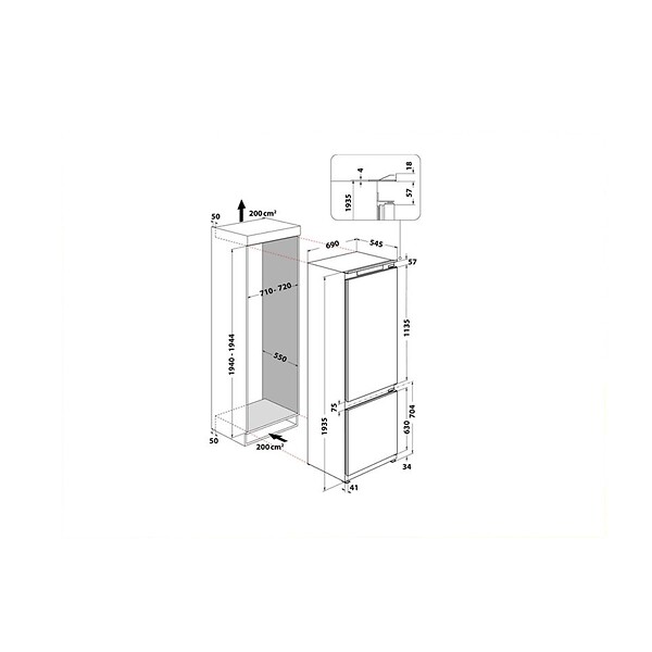 WHIRLPOOL - Réfrigérateur Combiné Intégrable à Glissières 400l - SP408102FR - large