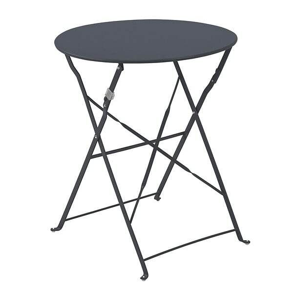 OVIALA - Table de terrasse ronde pliante et 2 chaises pliantes anthracite - Annecy - large