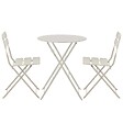 OVIALA - Table de terrasse ronde pliante et 2 chaises pliantes beige clair - Annecy - vignette