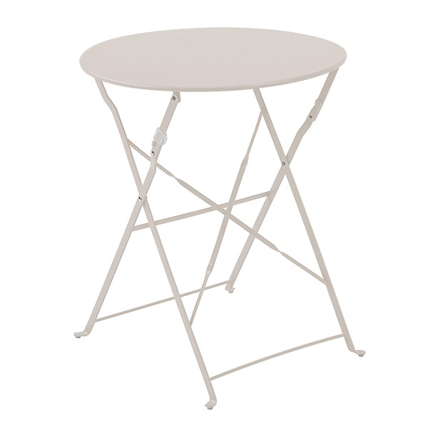OVIALA - Table de terrasse ronde pliante et 2 chaises pliantes beige clair - Annecy - large