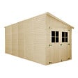 TIMBELA - Abri de Jardin en Bois Naturel (avec paroi latérale) - H244xl218xL514 cm/10 m2 - M341A - vignette