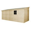 TIMBELA - Abri de Jardin en Bois Naturel (avec paroi latérale) - H244xl218xL514 cm/10 m2 - M341A - vignette