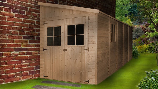 TIMBELA - Abri de Jardin en Bois Naturel (avec paroi latérale) - H244xl218xL514 cm/10 m2 - M341A - large
