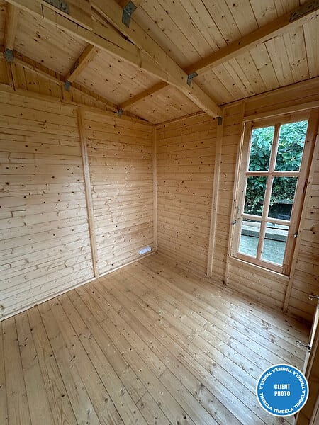 TIMBELA - Abri de jardin en bois 6 m2 - avec des bardeaux bitumineux - M334FB+H334FBBLACK - large