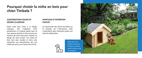 TIMBELA - Petite niche pour chien - H80 x 76 x 99 cm / 0,43 m2 - Timbela M401 - large