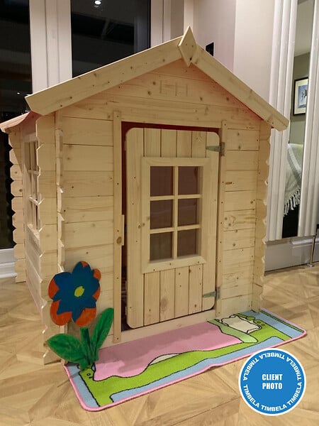TIMBELA - Timbela M570R-1 Maison en bois pour enfants - Toit rouge - 111x113xH121cm / 0.9 m2 SANS PLANCHER - large