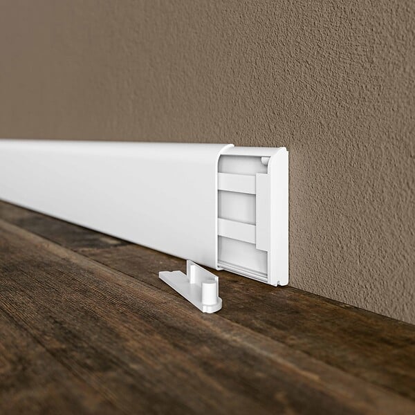 TECNOPROFILS - Paire d'Embouts Plinthe Passe-Câble PVC 80 mm - Blanc - large
