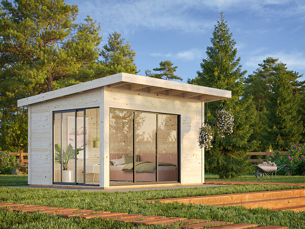PALMAKO - Studio de jardin en bois Andrea ép. 44 mm avec baies coulissantes double vitrage - Palmako - 17,2 m² - large