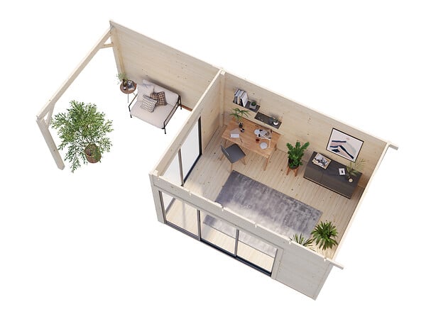 PALMAKO - Studio de jardin en bois Andrea ép.44 mm avec baies coulissantes double vitrage - Palmako - 29,5 m² - large