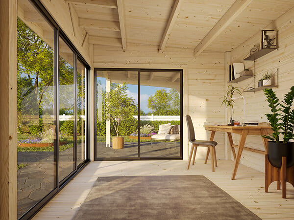 PALMAKO - Studio de jardin en bois Andrea ép.44 mm avec baies coulissantes double vitrage - Palmako - 29,5 m² - large