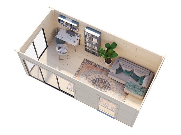 PALMAKO - Studio de jardin en bois Andrea 44mm - L.639xH.264xP.402cm - large