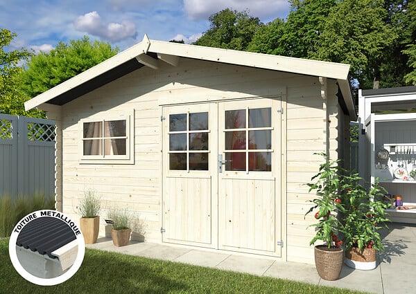 WHITE WOOD - Abri Bois Pila 2 Toiture métallique SU 11,3m² - large