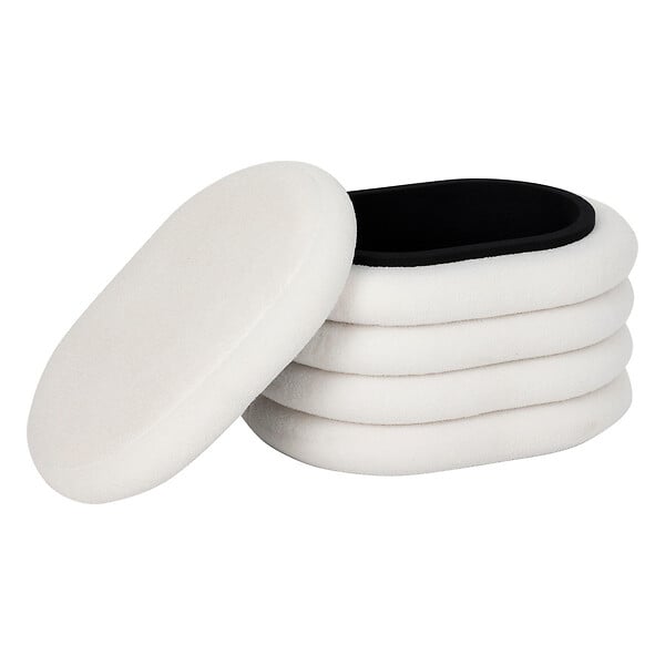 ATMOSPHERA - Pouf avec coffre en tissu à bouclettes Blanc 59 x 45 cm - large