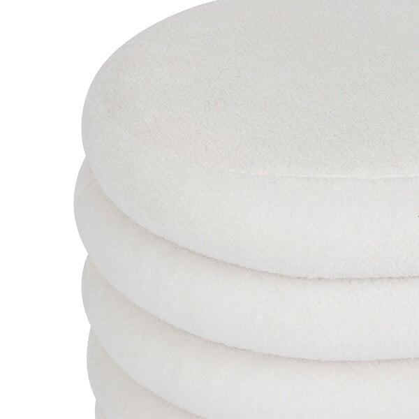 ATMOSPHERA - Pouf avec coffre en tissu à bouclettes Blanc 59 x 45 cm - large