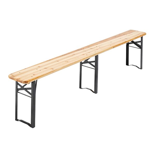 OVIALA - Ensemble brasserie table et bancs de jardin en bois 220 cm - Munich - large